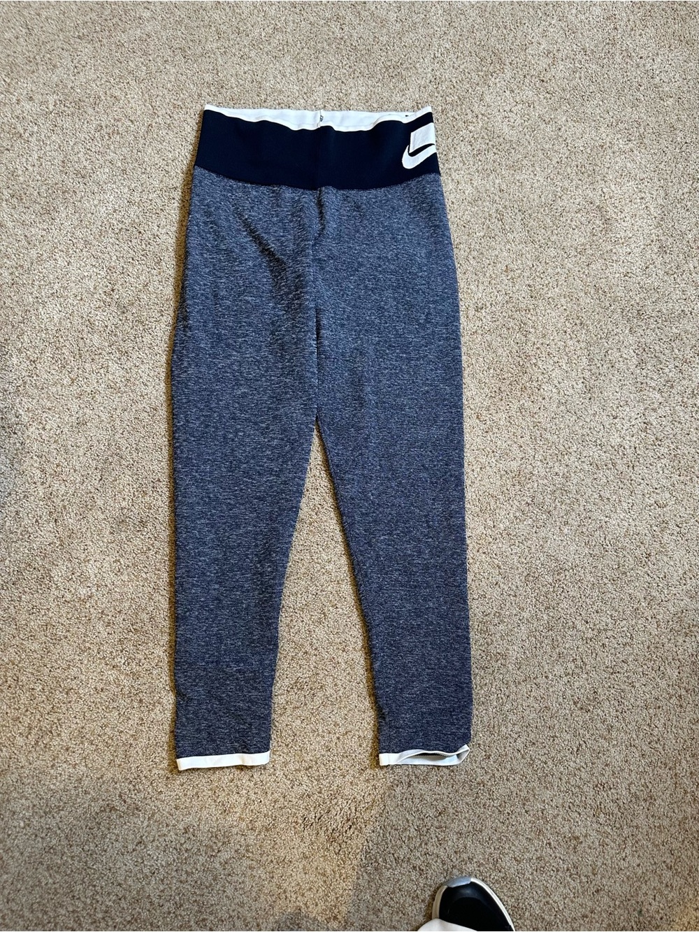 Nike Heather blue Leggings with Black Waistband and White Accents